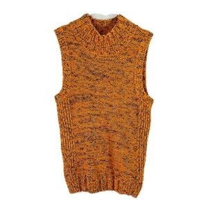 Anthropologie Chunky Knit Sleeveless Sweater Orange Brown Size Small